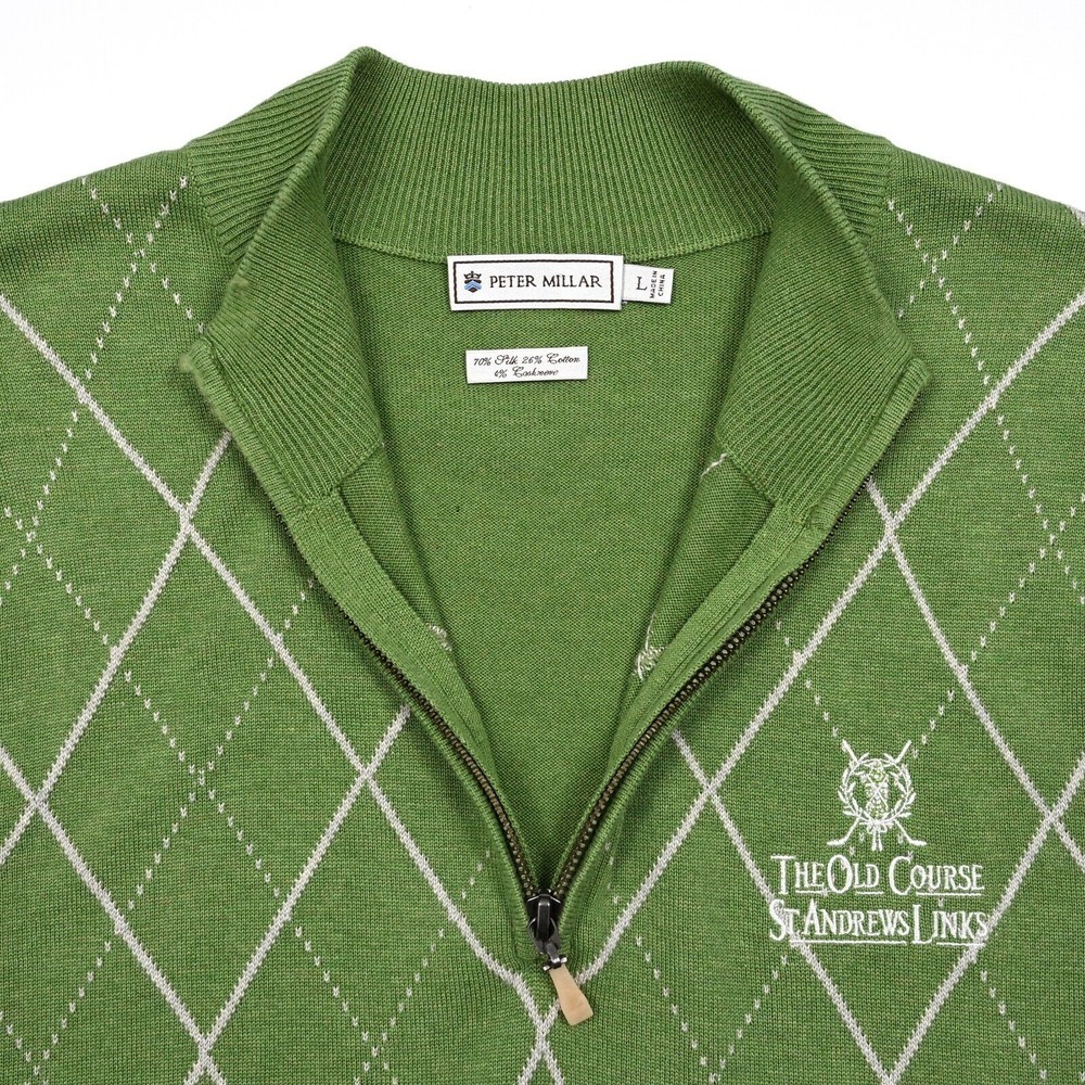 Peter Millar Sweater Vest Men's‎ Large 1/4 Zip Golf Silk Cashmere St. Andrews - Picture 6 of 11